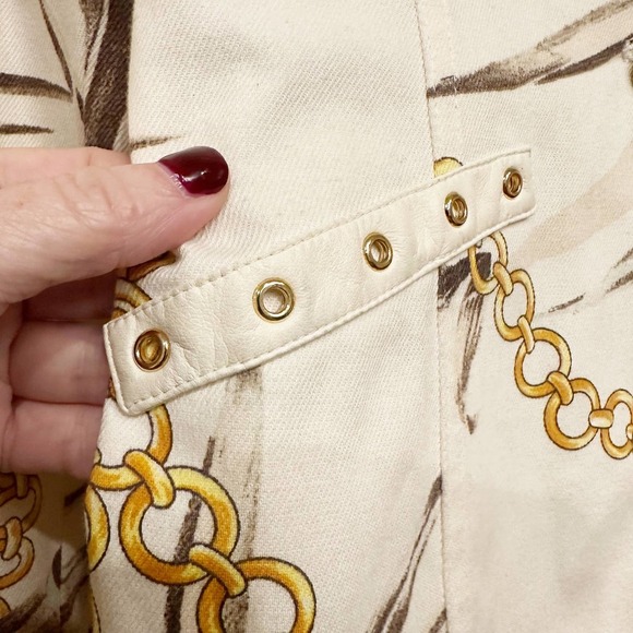 St John Sport Marie Gray Women’s Nautical Gold Chain Print Detail Blazer Grommet - Picture 6 of 10